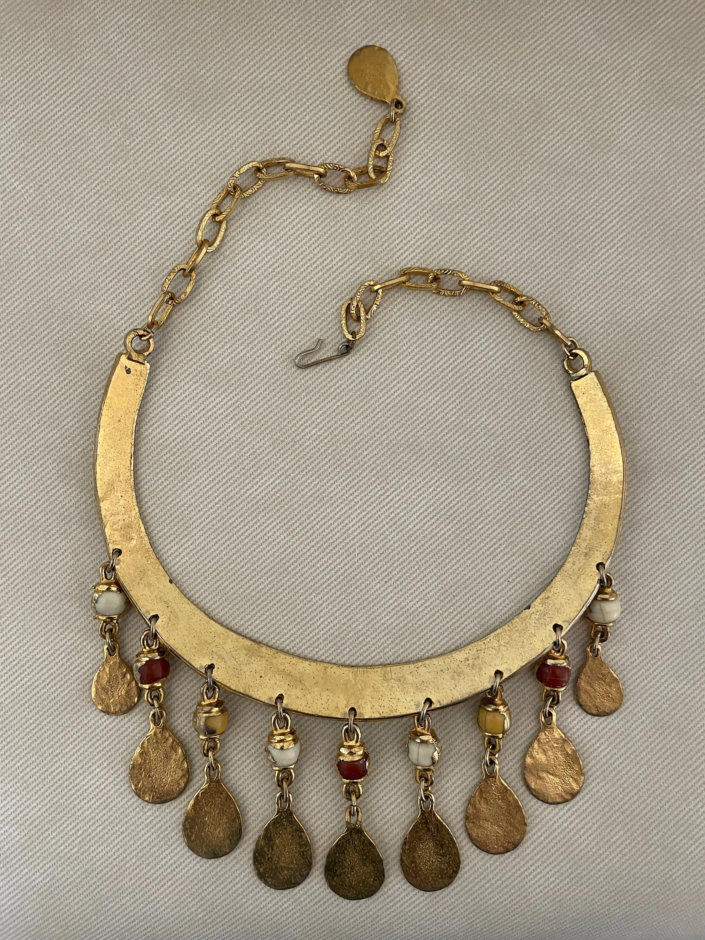 Rare Egyptian Revival Structured Collar Bib Necklace by Napier - Image 6