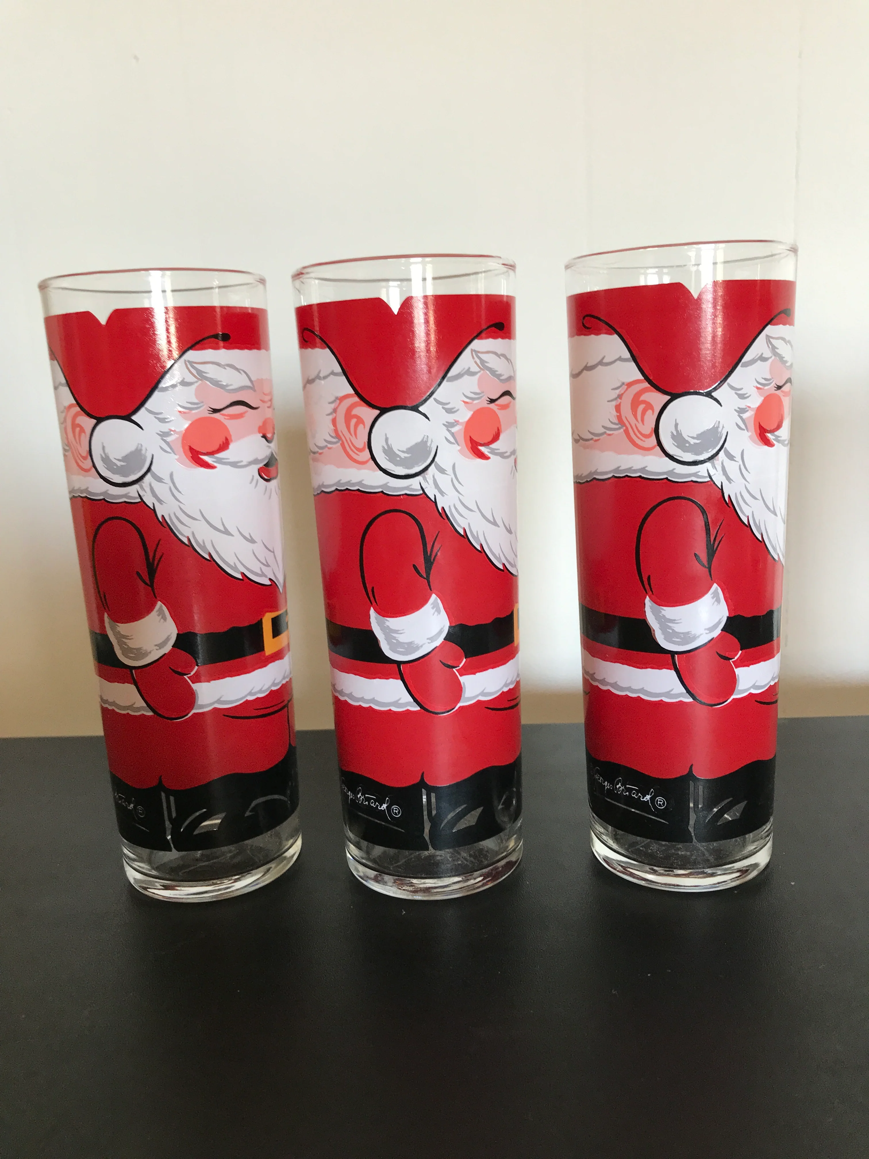 Rare Set Of 5 Santa Glasses 1 Flawed By Georges Briard - Image 6