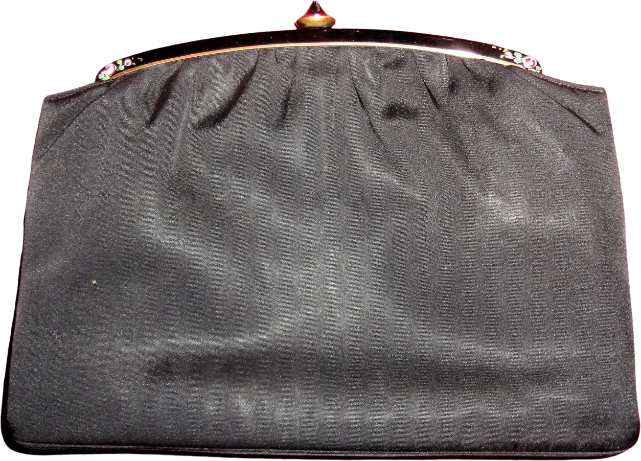 Rare Twifaille by Rosenfeld Handbag Black Fabric Dressy Fully Lined Top Clasp 2 Interior Side Pockets Early 40s a Fabulous Vintage Find by Rosenfeld Of New York