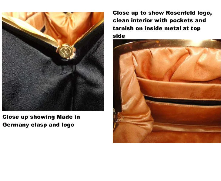 Rare Twifaille by Rosenfeld Handbag Black Fabric Dressy Fully Lined Top Clasp 2 Interior Side Pockets Early 40s a Fabulous Vintage Find by Rosenfeld Of New York - Image 2
