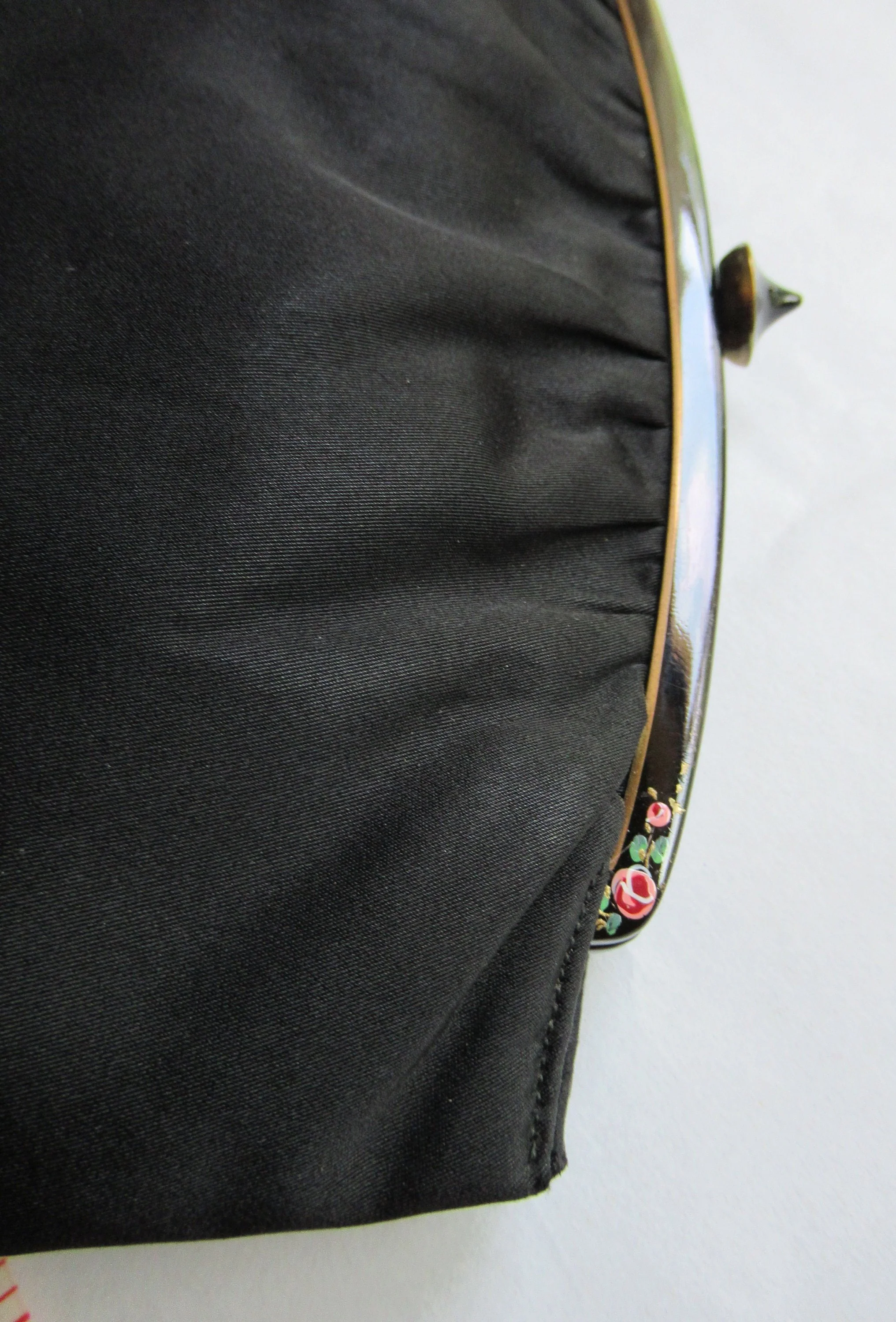 Rare Twifaille by Rosenfeld Handbag Black Fabric Dressy Fully Lined Top Clasp 2 Interior Side Pockets Early 40s a Fabulous Vintage Find by Rosenfeld Of New York - Image 8
