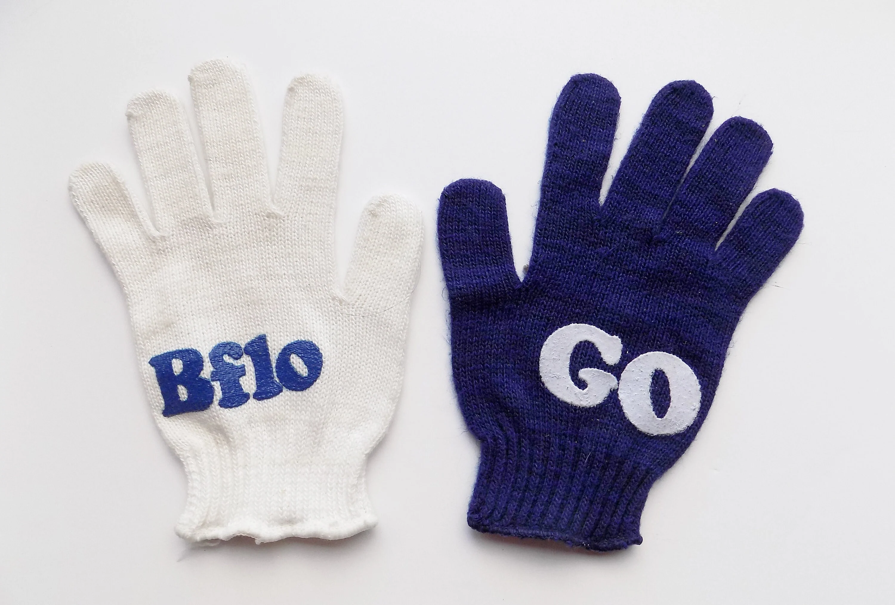 Rare Two Pairs of "go Bflo" Cotton Gloves Promo Sports Buffalo Bills Boost Buffalo Navy Blue and White Tops Or Wegmans L S - Image 2