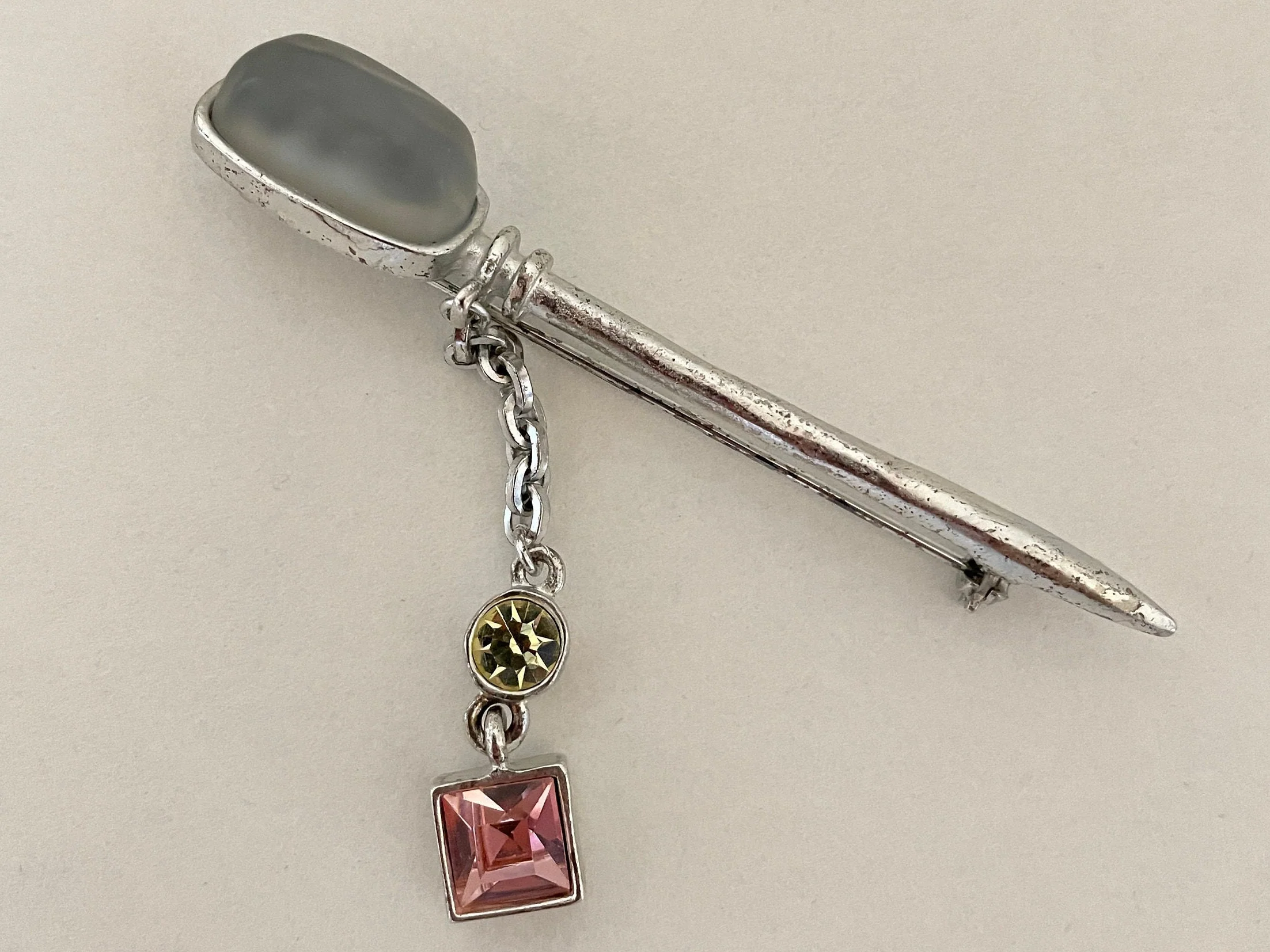 Rarest Karl Lagerfeld Dagger Brooch Antique Silver Tone by Karl Lagerfeld - Image 6