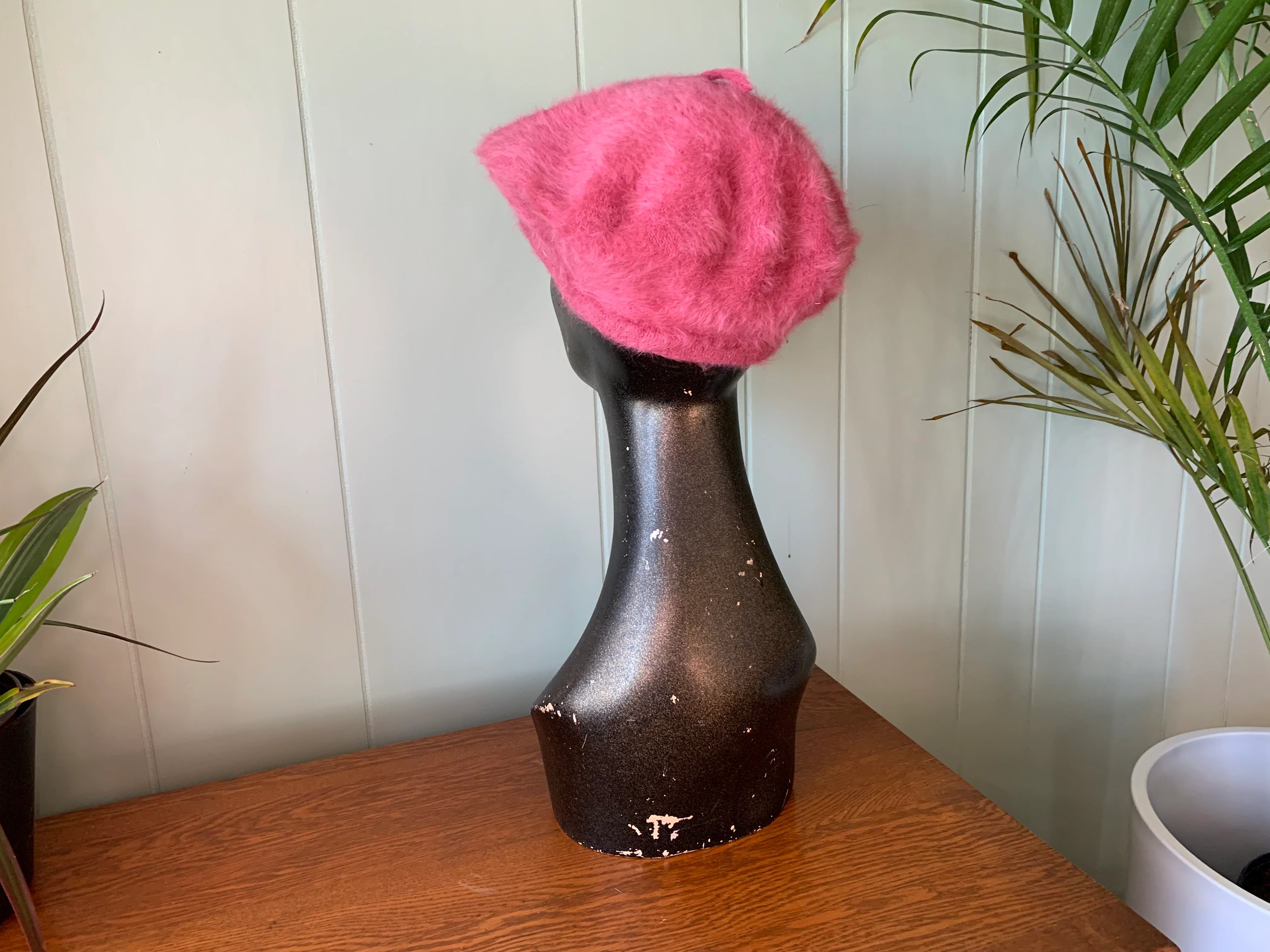 Raspberry Pink Angora And Wool Beret Tam Tilt Hat By Kangol - Image 5
