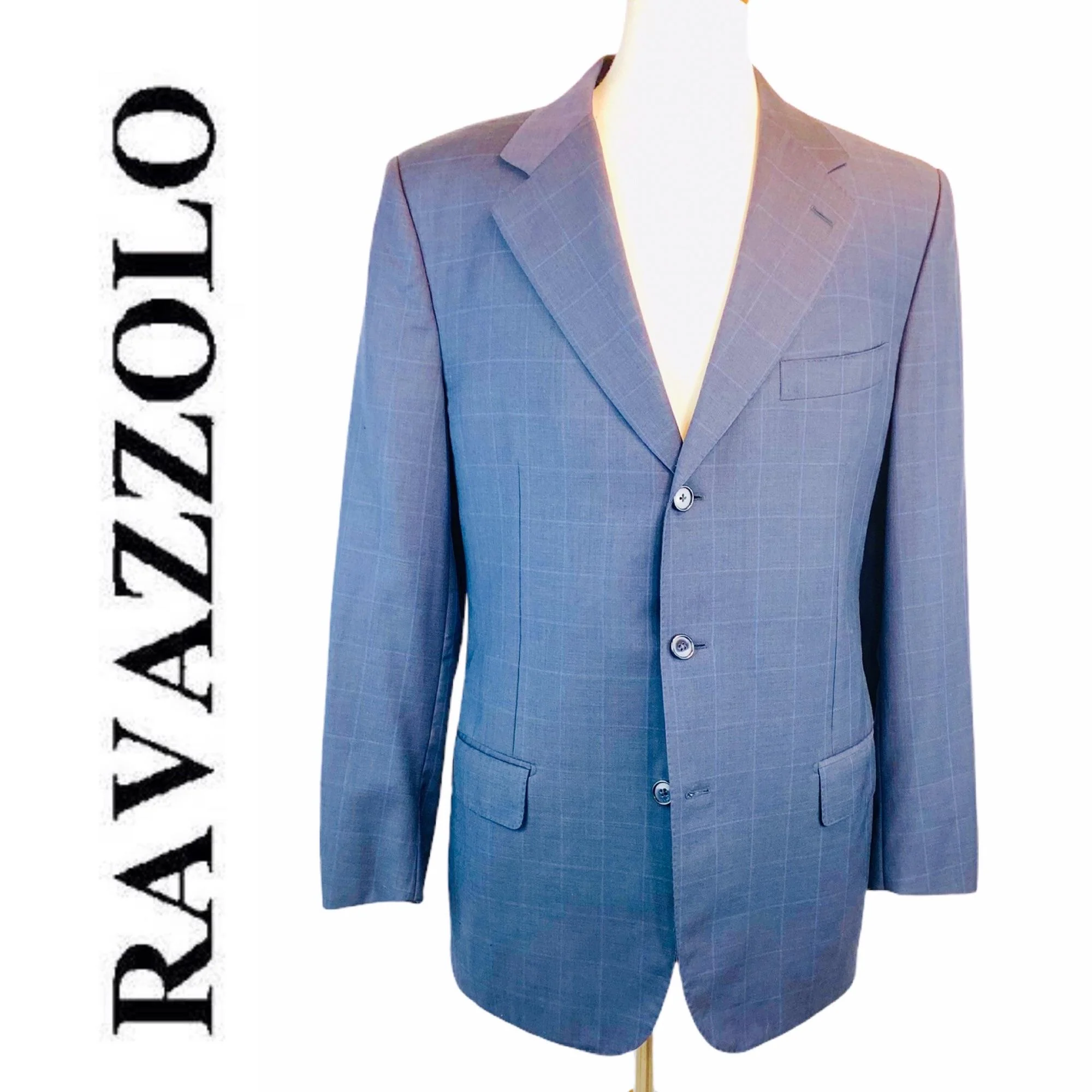 Ravazzolo 120's Sport Coat Virgin Wool Jacket 3 Button Windowpane by Ravazzolo - Image 13