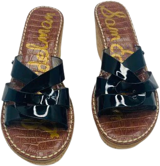 Raynere Patent Leather Chunky Cork Wedge Heel Sandals Womens 7. 5 by SAM EDELMAN