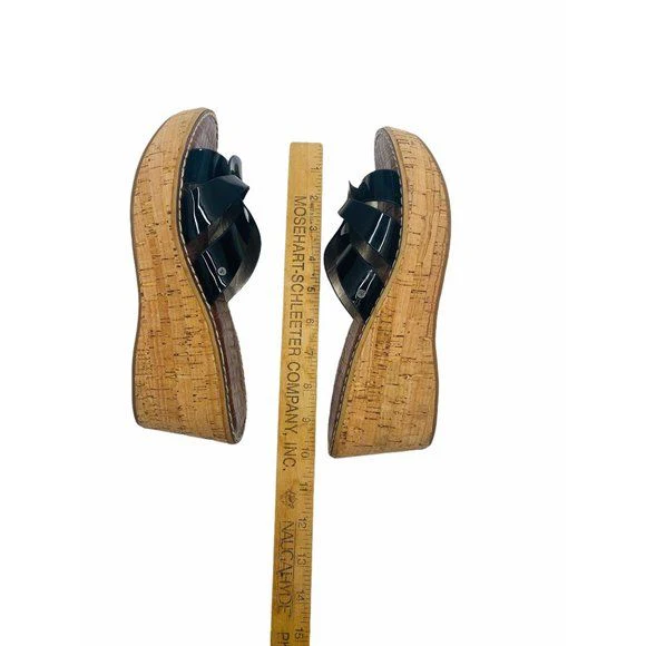 Raynere Patent Leather Chunky Cork Wedge Heel Sandals Womens 7. 5 by SAM EDELMAN - Image 5