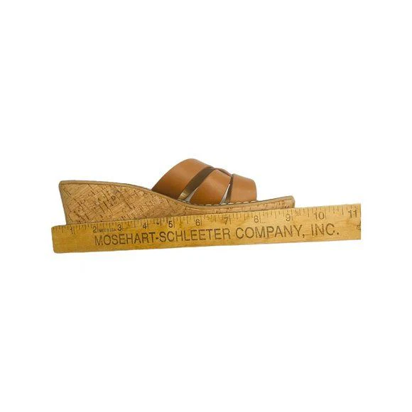 Raynere Saddle Lea Tan Leather Chunky Cork Wedges Size 37. 5 /7. 5 by Sam Edelman - Image 10