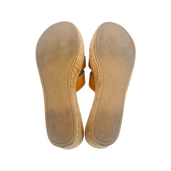 Raynere Saddle Lea Tan Leather Chunky Cork Wedges Size 37. 5 /7. 5 by Sam Edelman - Image 7