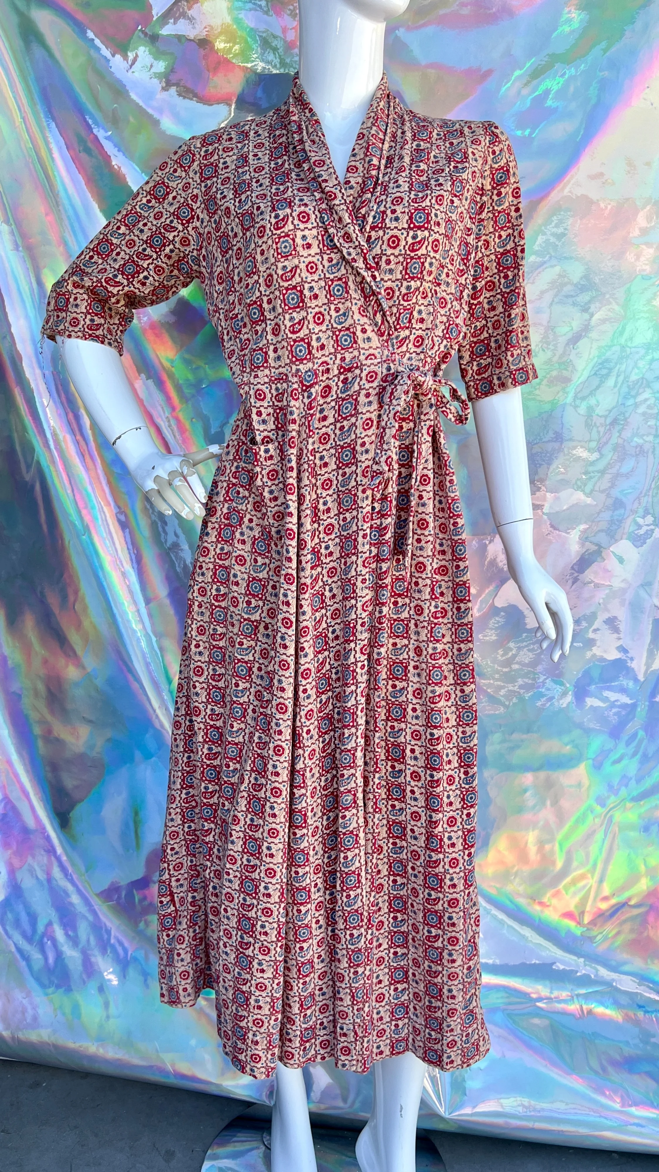 Red and Brown Farm Floral Midi House Dress - Image 10