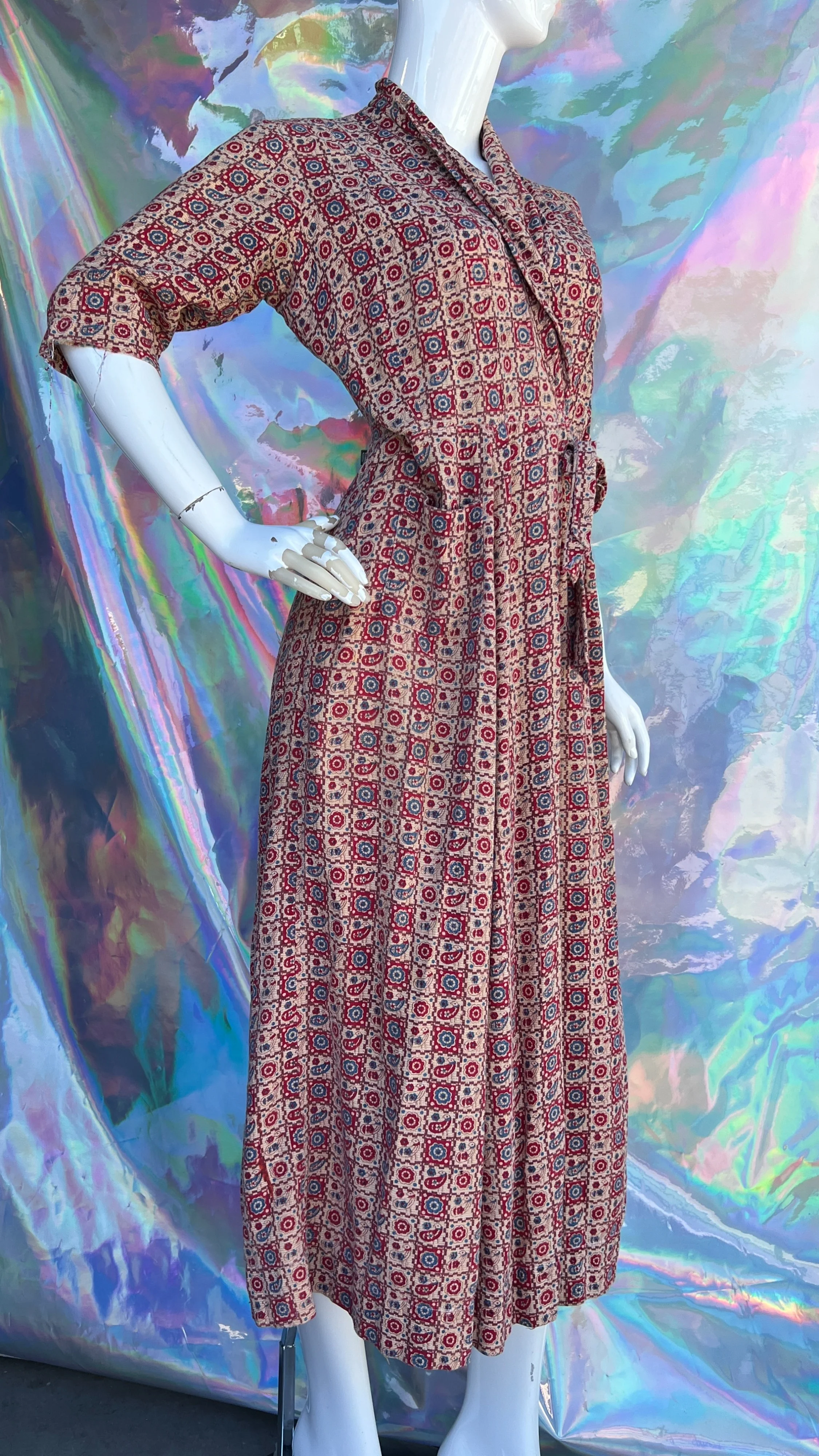 Red and Brown Farm Floral Midi House Dress - Image 11