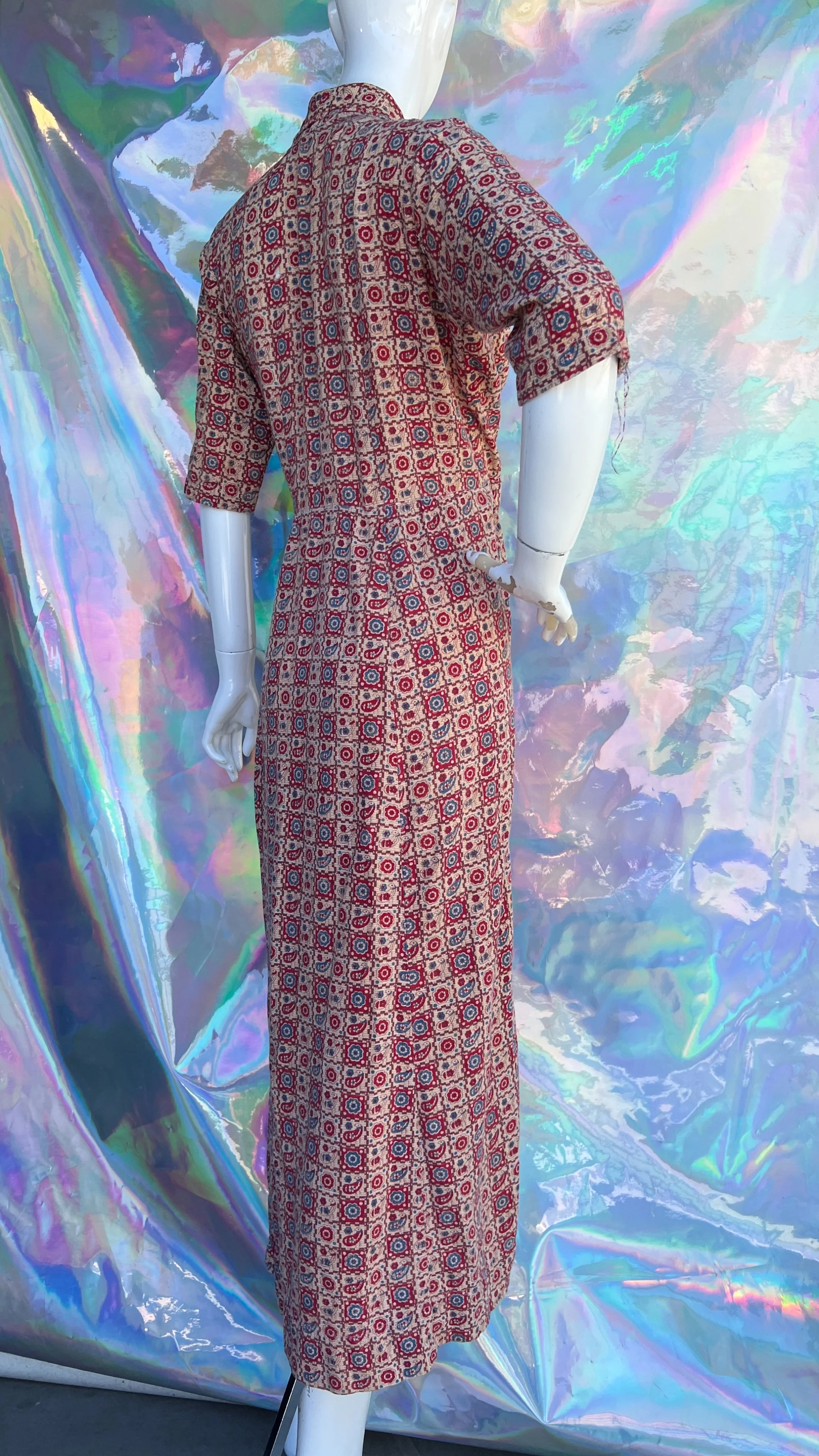 Red and Brown Farm Floral Midi House Dress - Image 13