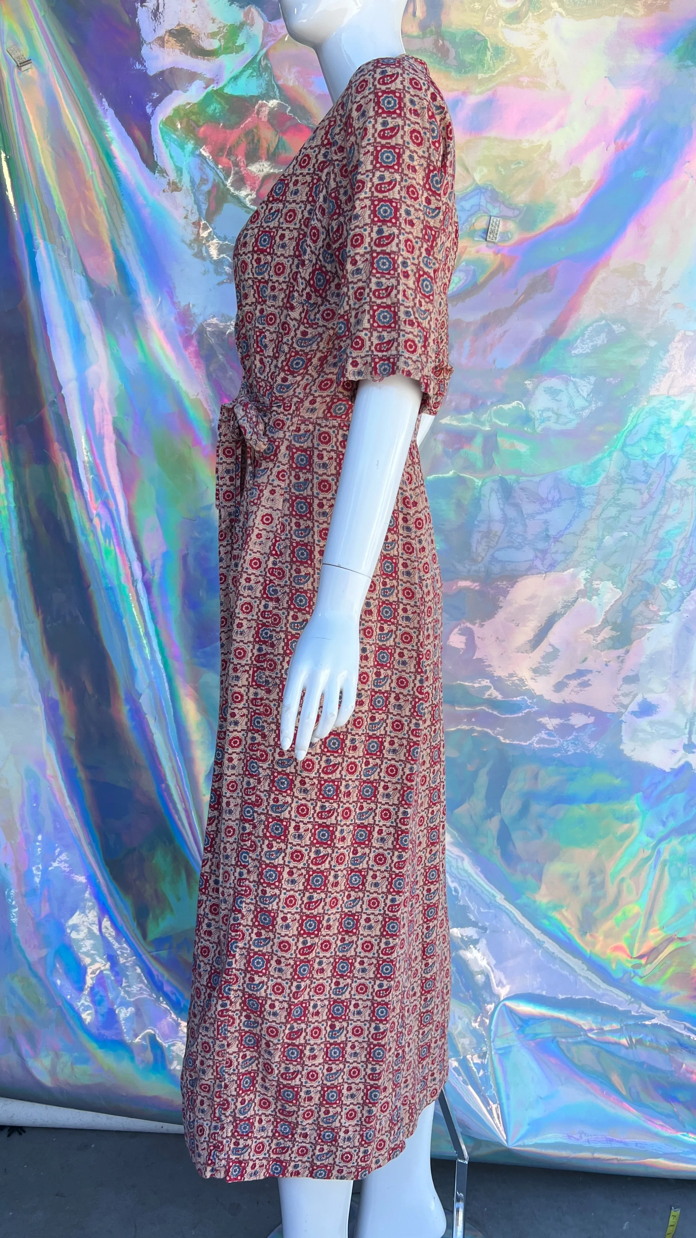 Red and Brown Farm Floral Midi House Dress - Image 15