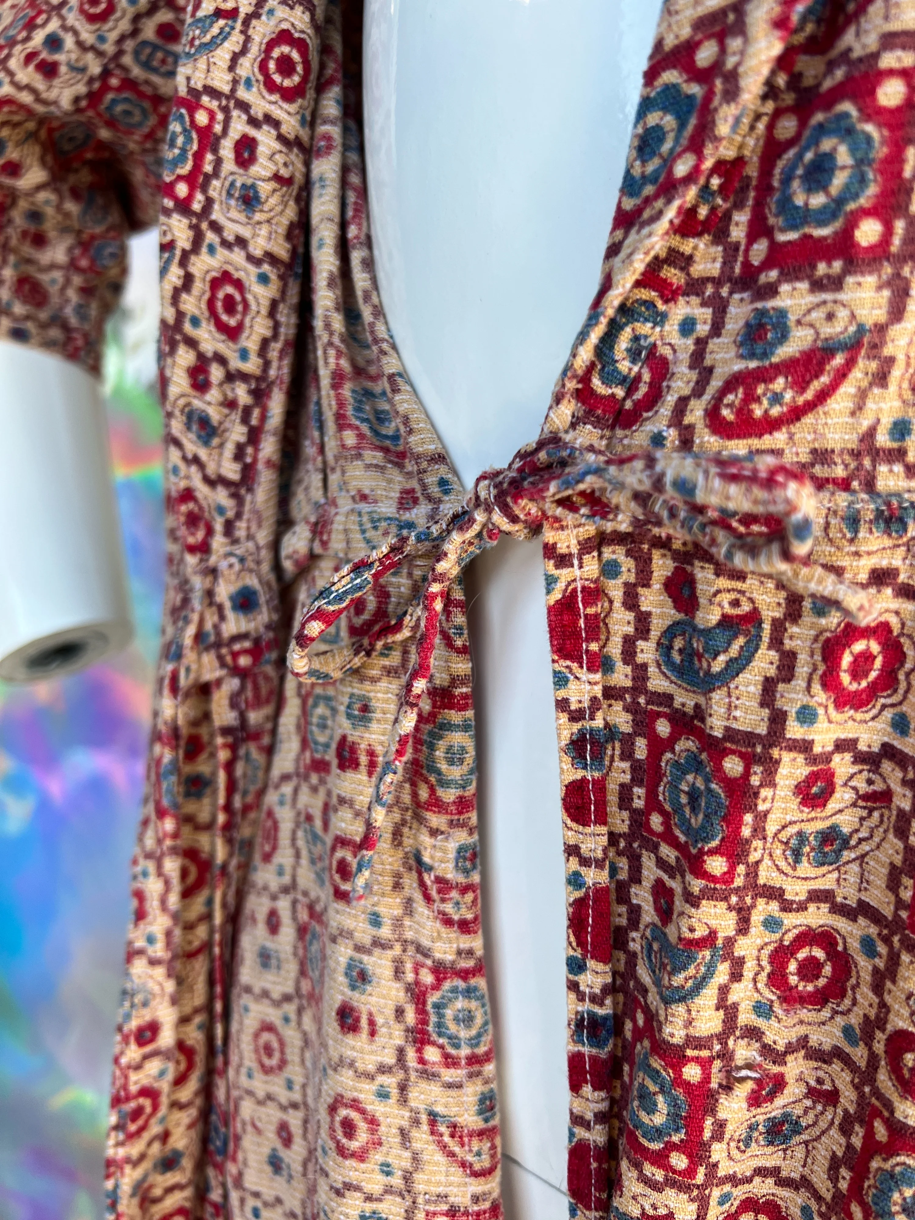 Red and Brown Farm Floral Midi House Dress - Image 4