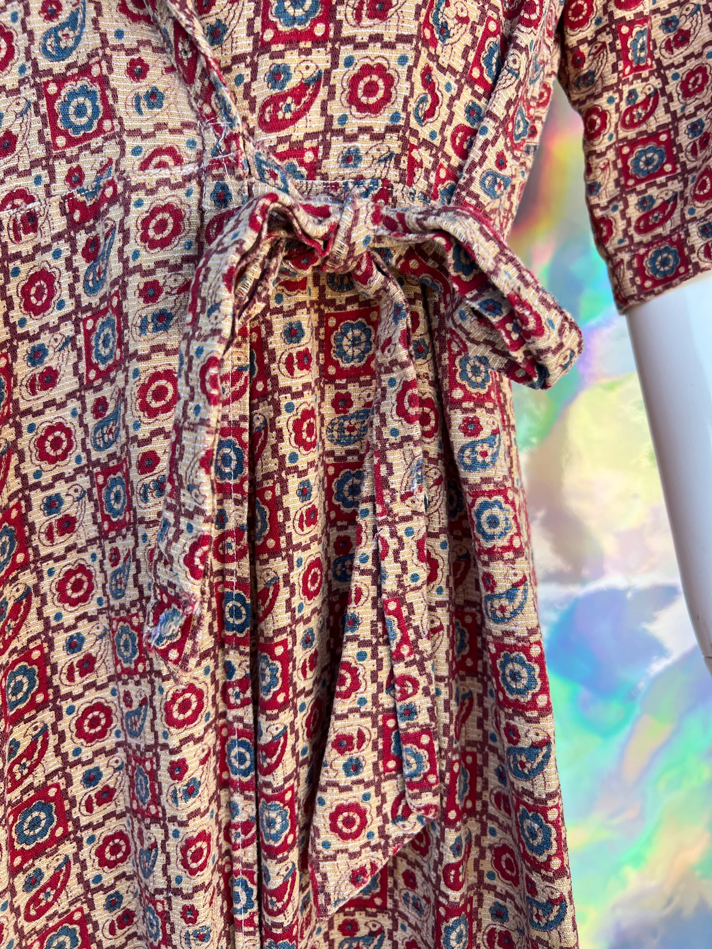 Red and Brown Farm Floral Midi House Dress - Image 6