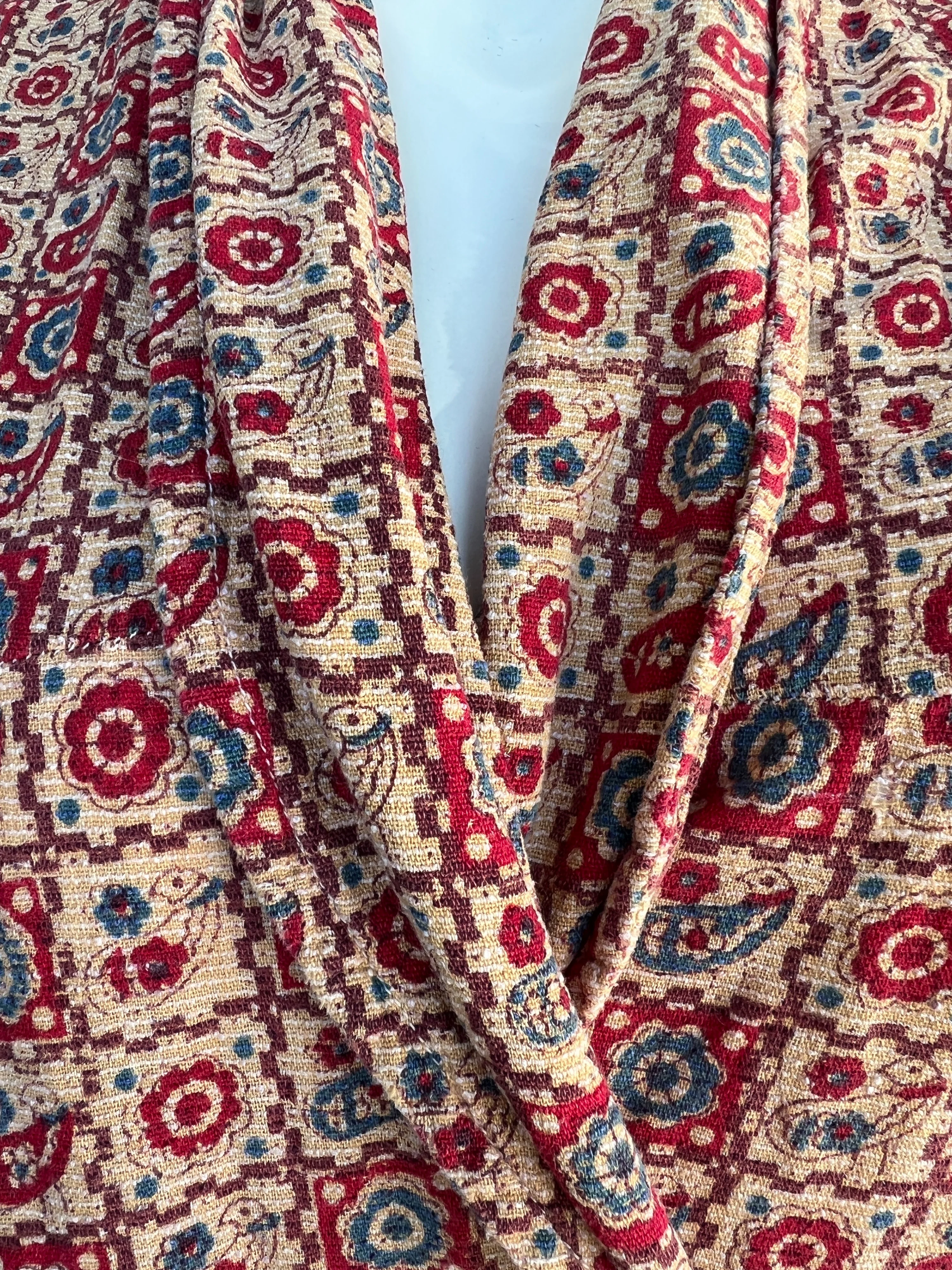 Red and Brown Farm Floral Midi House Dress - Image 7