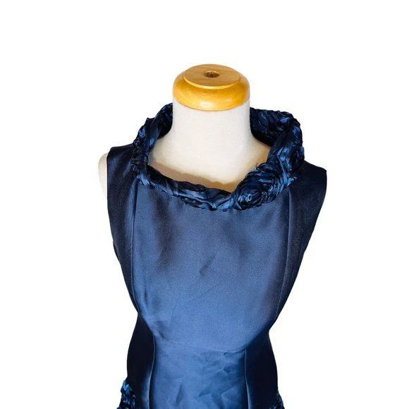 Red Collection Dress Blue Rose Tafetta Satiny Size 4 Nwot by B Michael America - Image 3