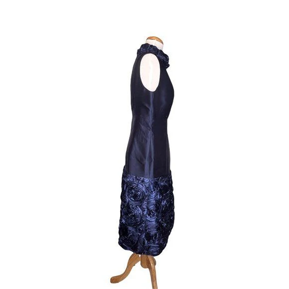 Red Collection Dress Blue Rose Tafetta Satiny Size 4 Nwot by B Michael America - Image 4