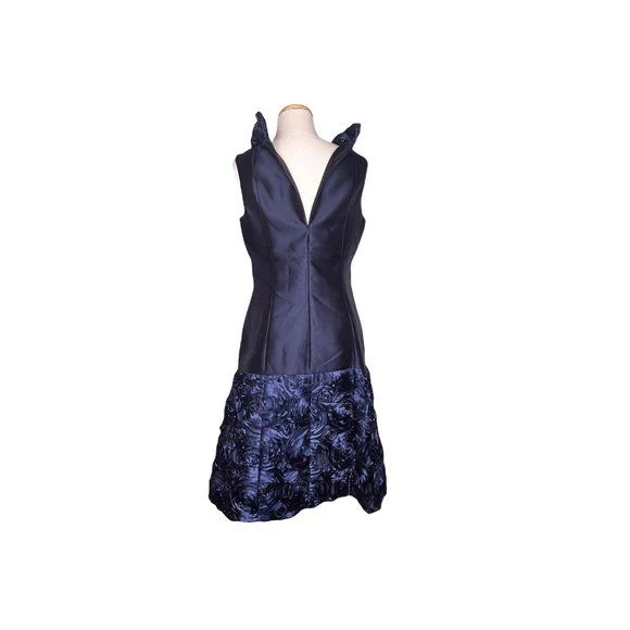 Red Collection Dress Blue Rose Tafetta Satiny Size 4 Nwot by B Michael America - Image 5