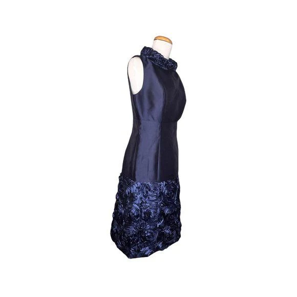Red Collection Dress Blue Rose Tafetta Satiny Size 4 Nwot by B Michael America - Image 7