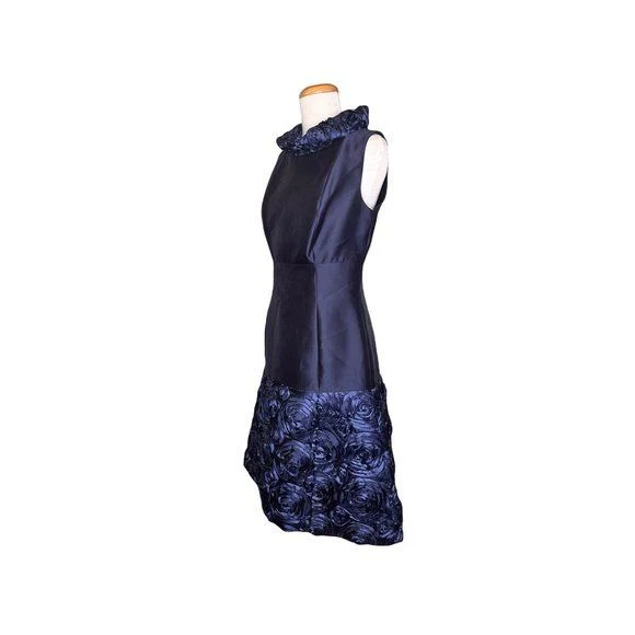 Red Collection Dress Blue Rose Tafetta Satiny Size 4 Nwot by B Michael America - Image 9