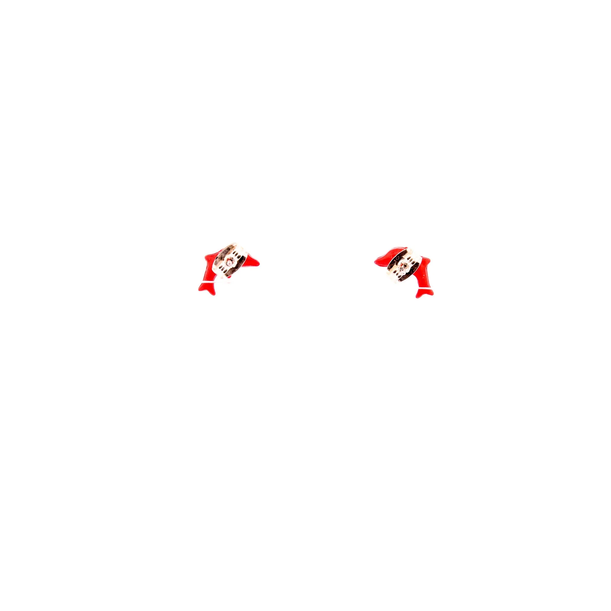 Red Dolphin Earring Studs - Image 5
