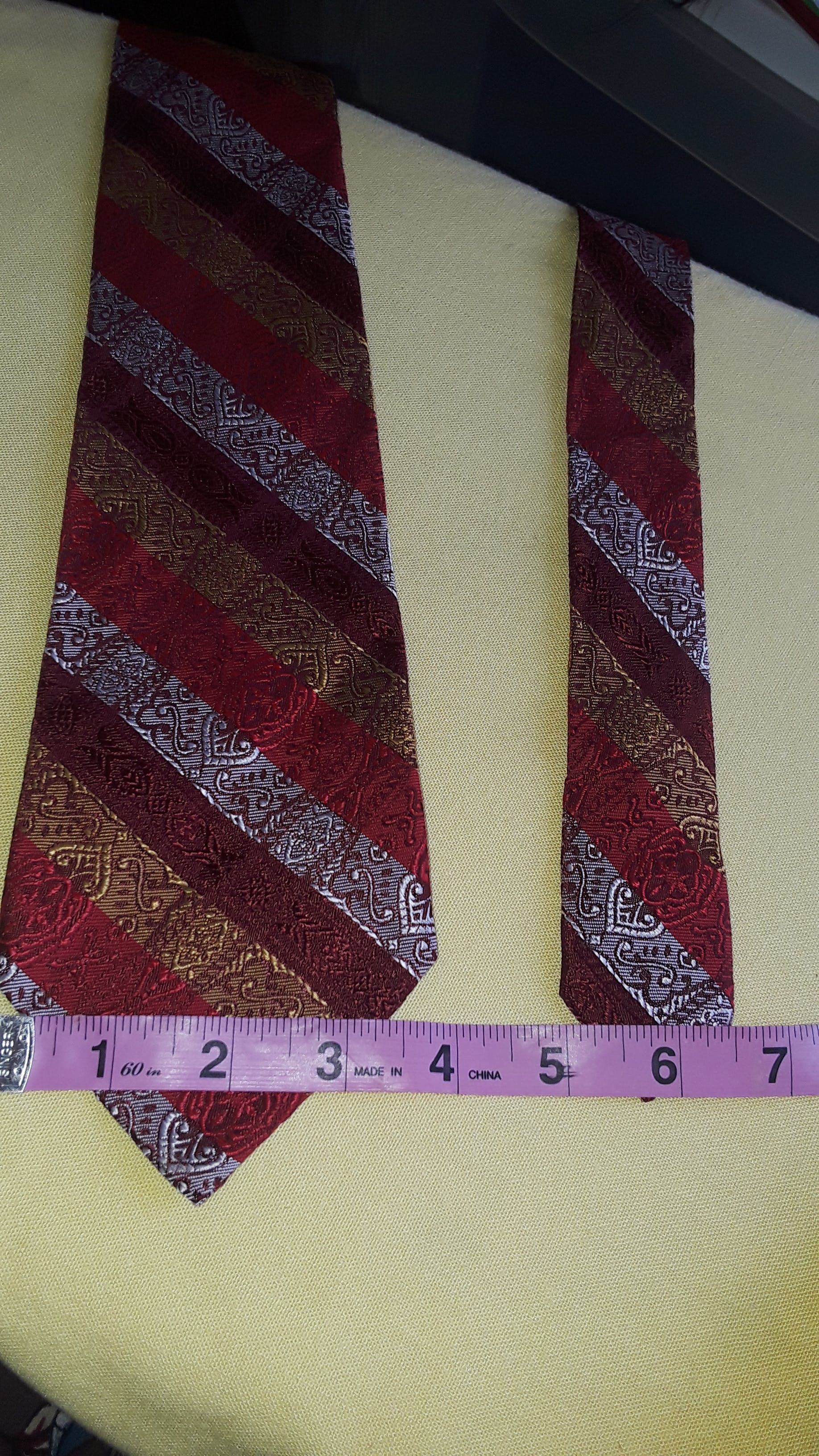 Dark Red Striped Tie - Image 4