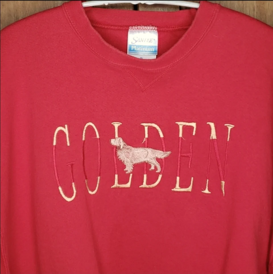 Red Golden Retriever Dog Embroidered Sweatshirt - Image 3