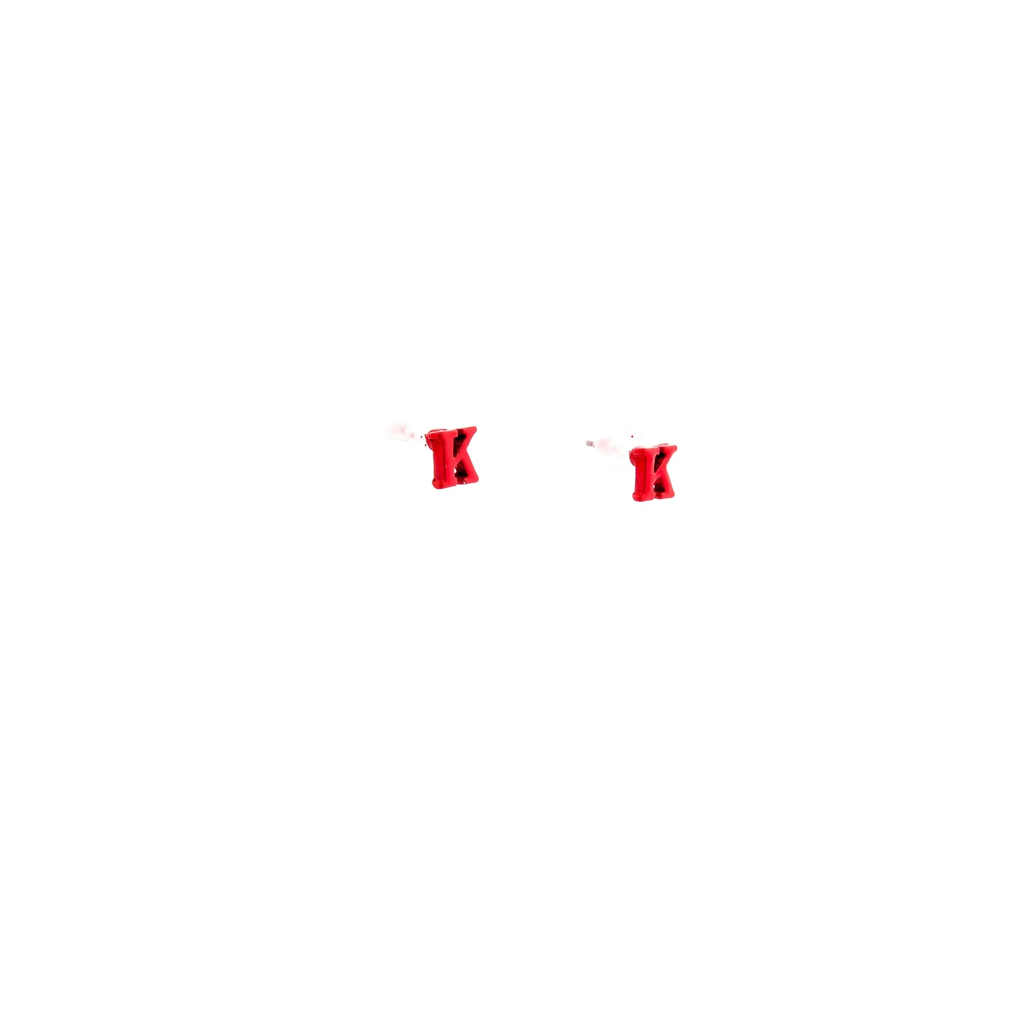 Red Initial K Stud Earrings - Image 8