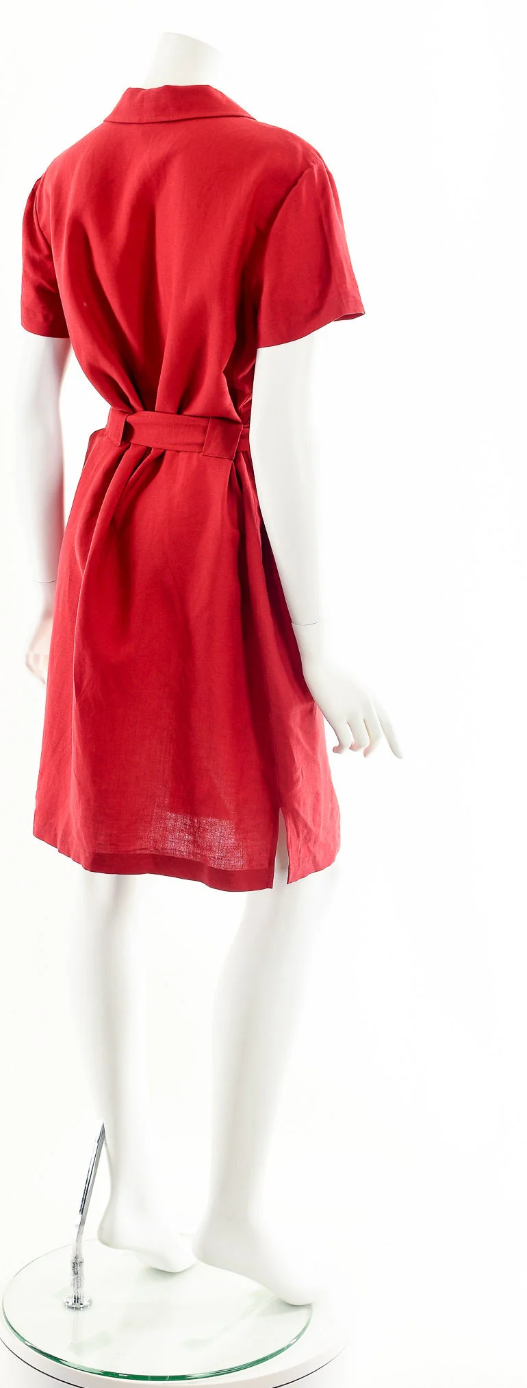 Red Linen Safari Dress - Image 6