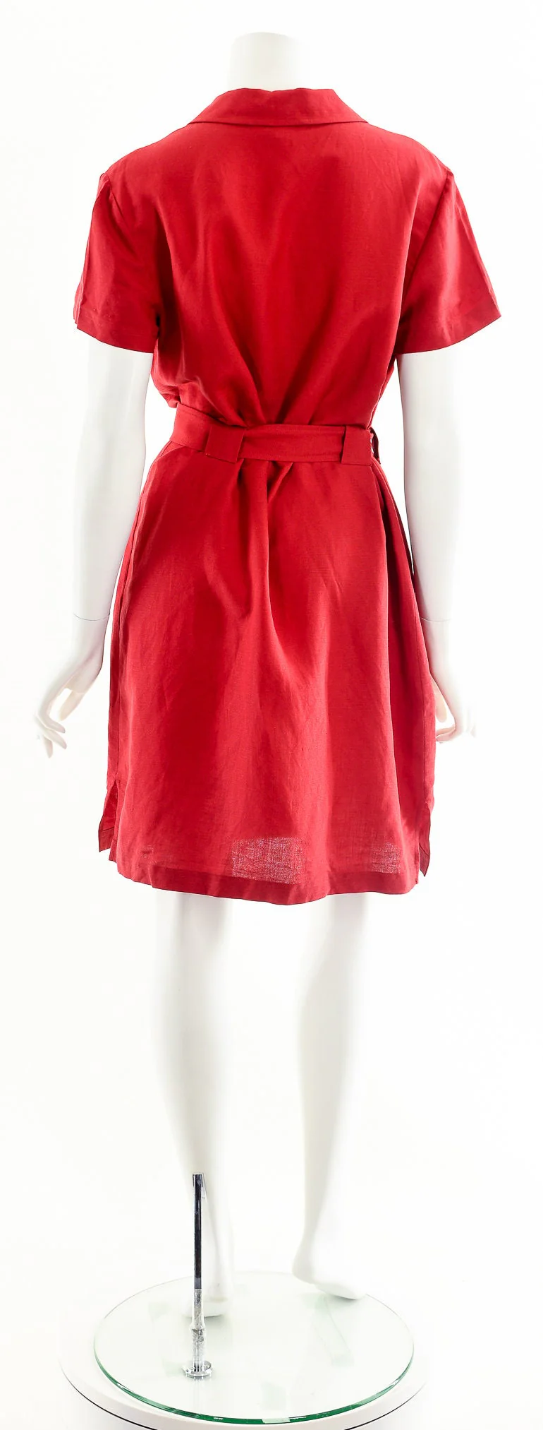 Red Linen Safari Dress - Image 7