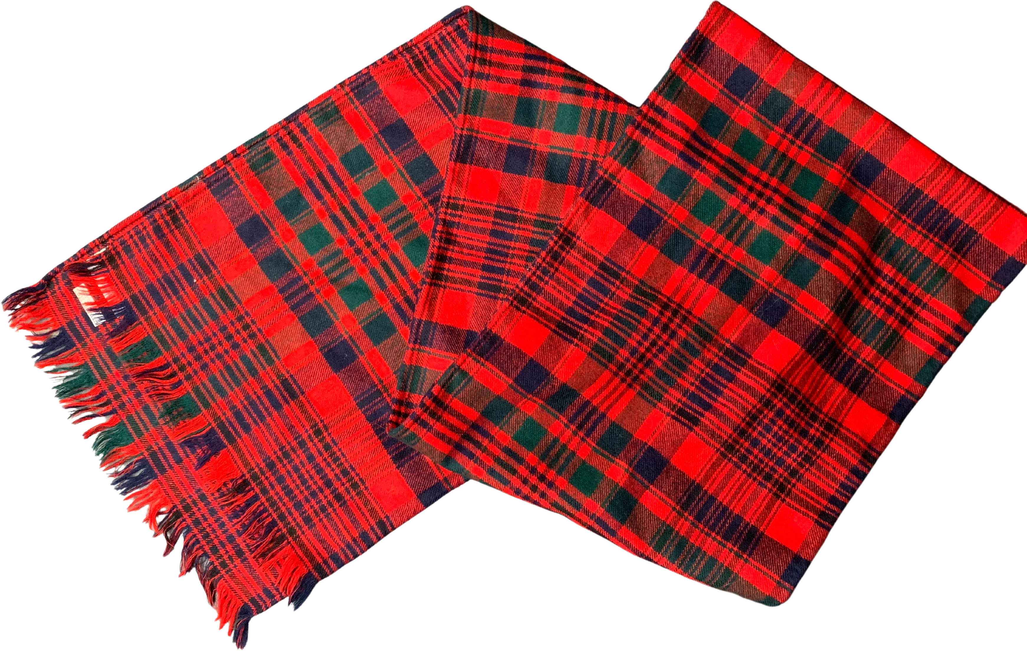 Red Navy Blue Green Tartan Plaid Wool Scarf By Murray of Tullibardine Tartan House - Image 2