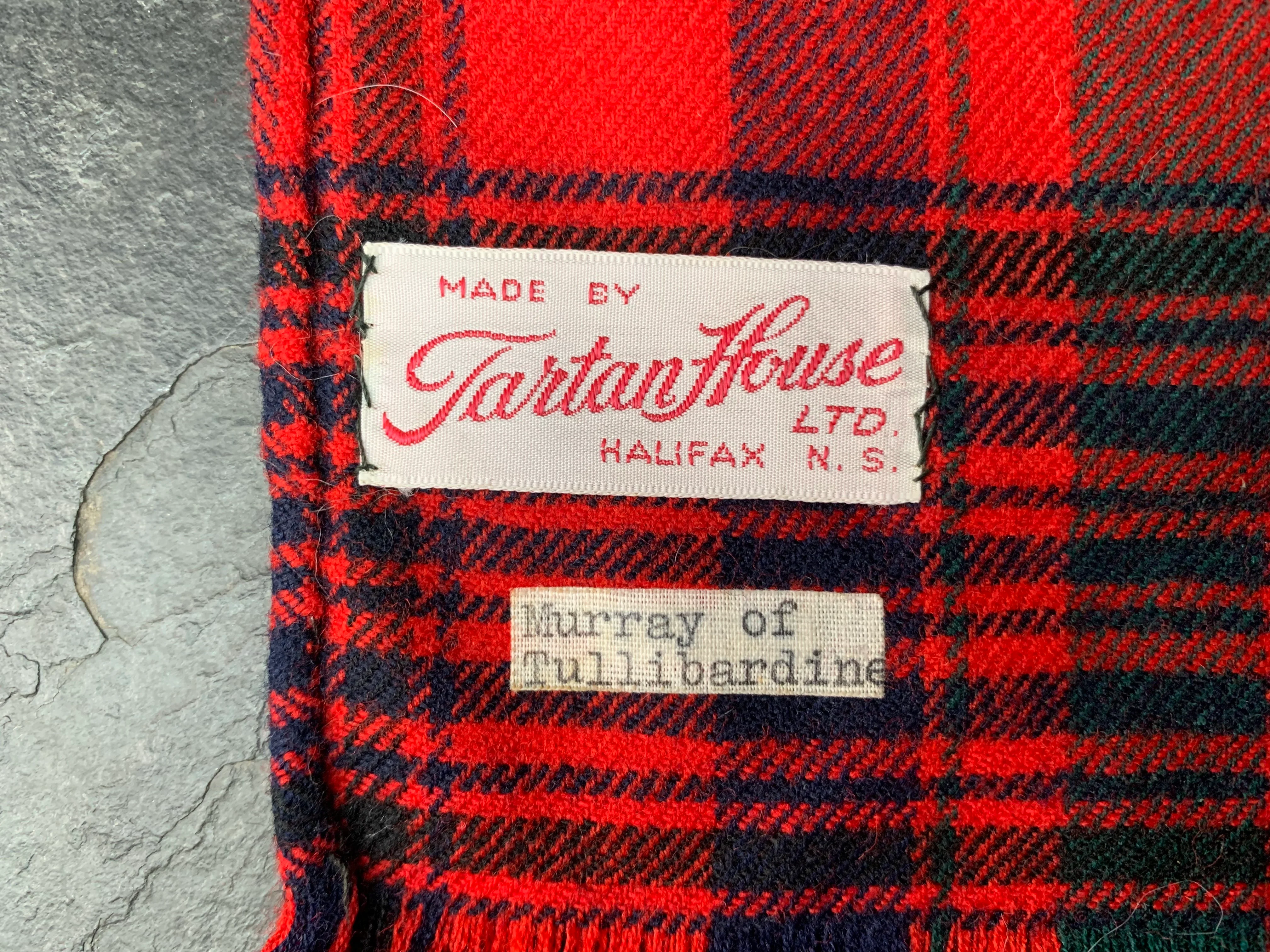 Red Navy Blue Green Tartan Plaid Wool Scarf By Murray of Tullibardine Tartan House - Image 3
