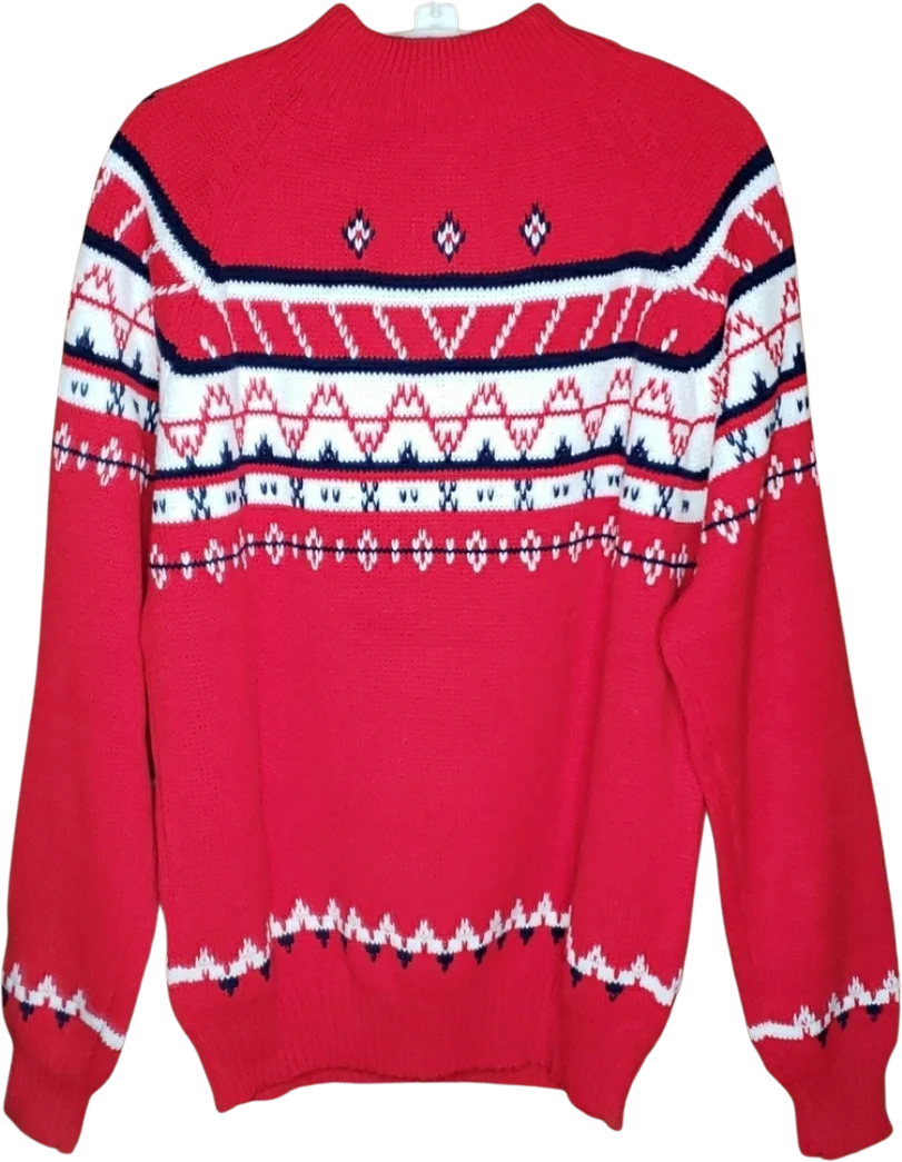 Red Nordic Print Winter Sweater By Montgomery Ward - Image 2