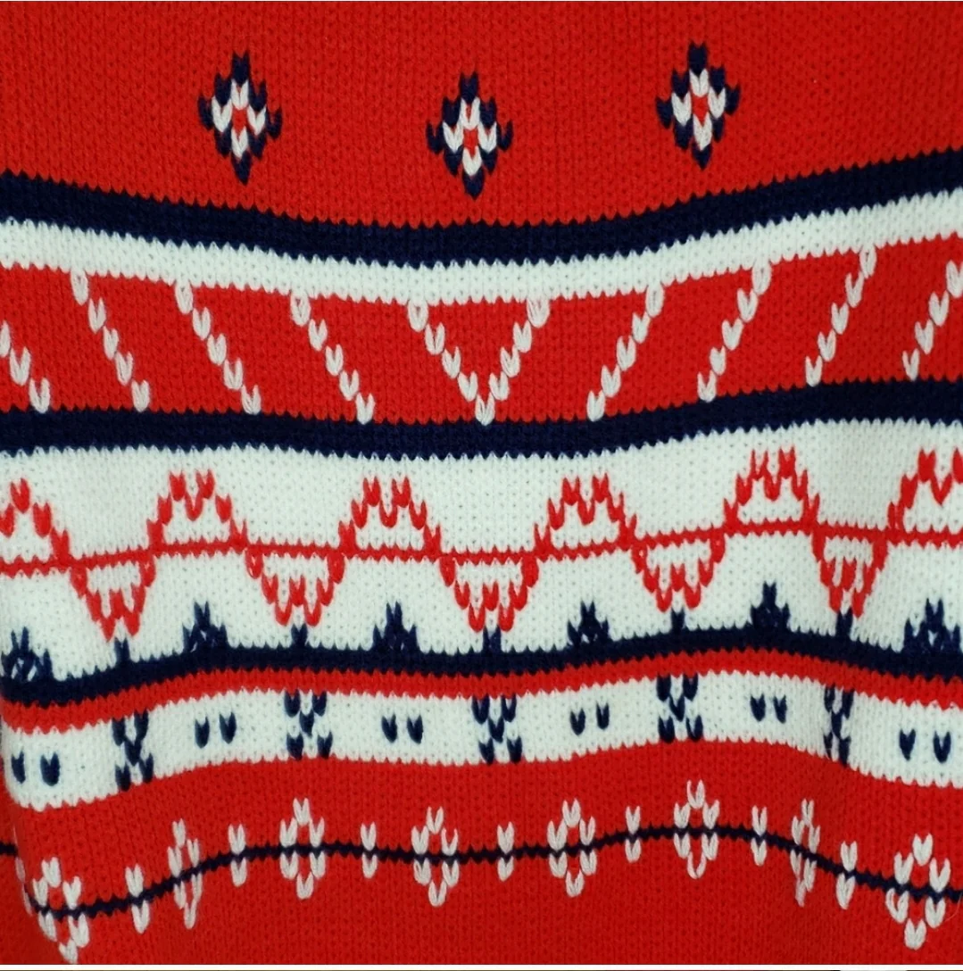 Red Nordic Print Winter Sweater By Montgomery Ward - Image 5