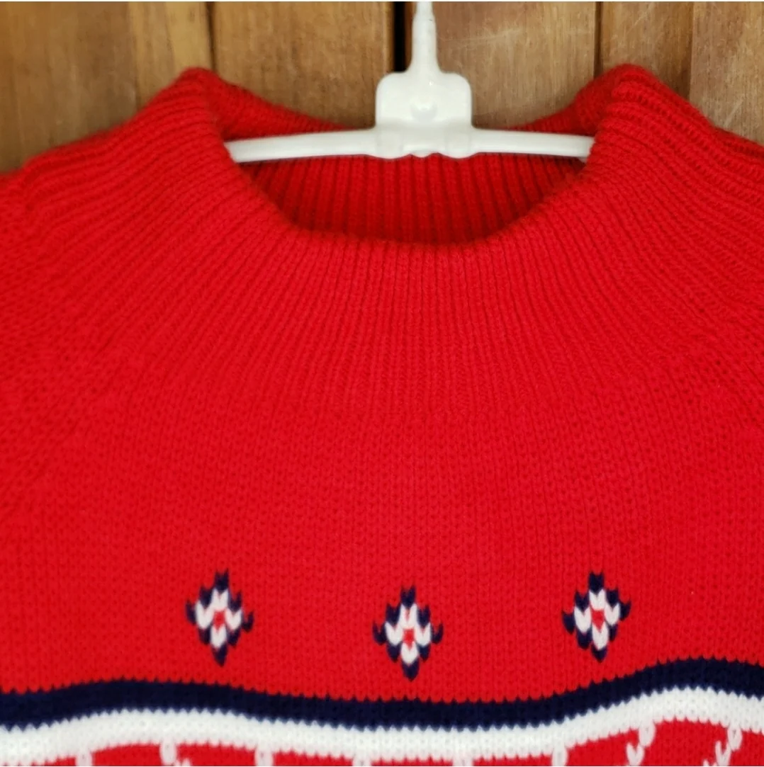 Red Nordic Print Winter Sweater By Montgomery Ward - Image 7