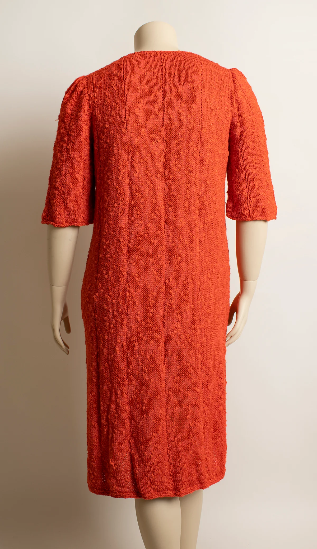 Red Orange Knitwear Knit Casual Midi Dress - Image 4