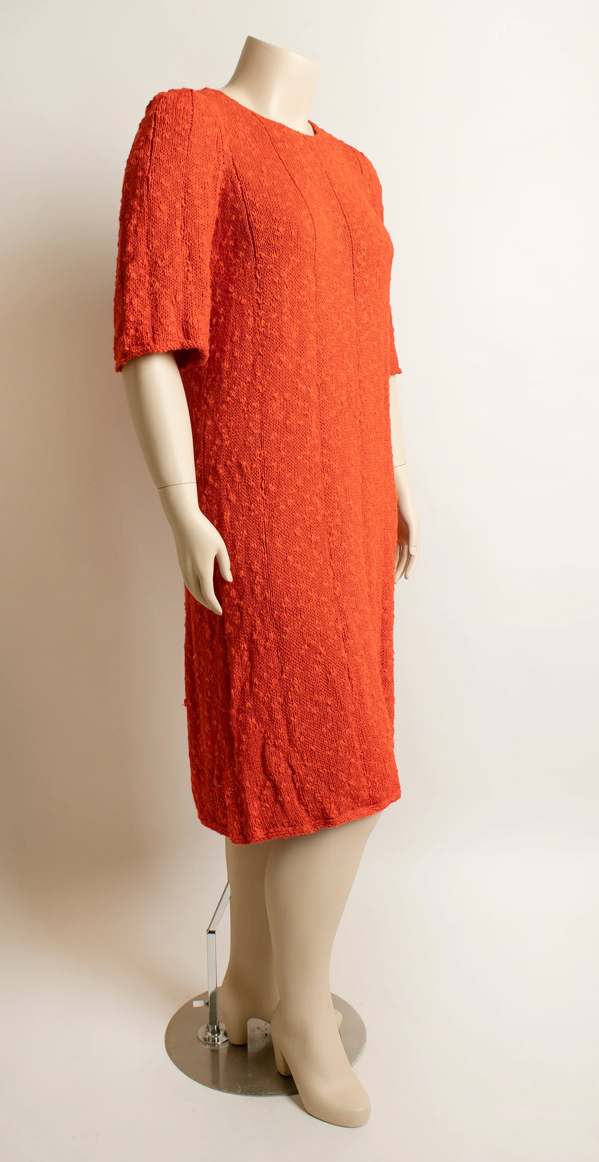 Red Orange Knitwear Knit Casual Midi Dress - Image 6