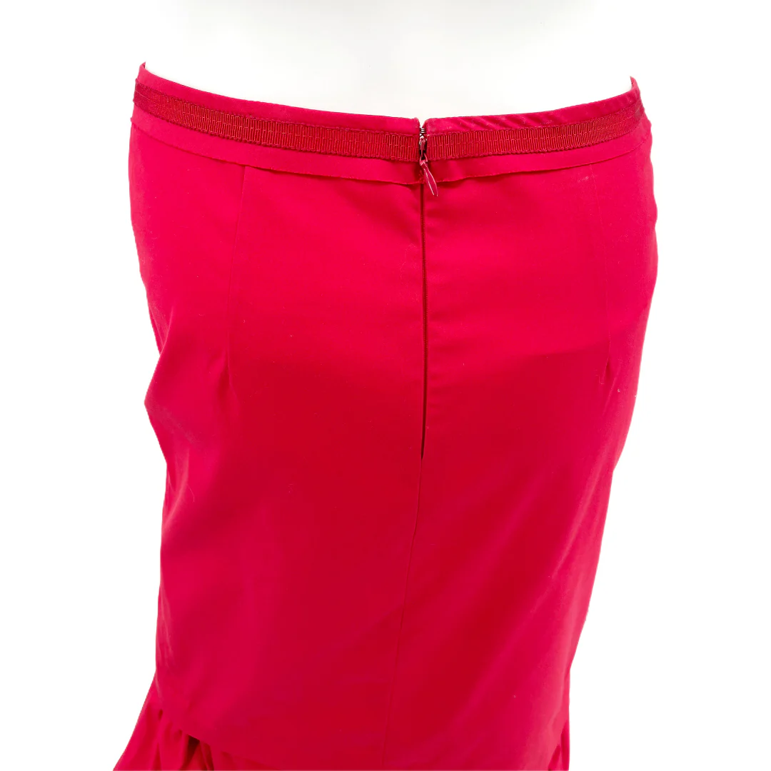 Red Pleated Ruffle Midi Skirt by PRADA - Image 5