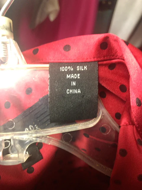 Red Shirt 100% Silk With Black Polka Dots By Genelli - Image 8
