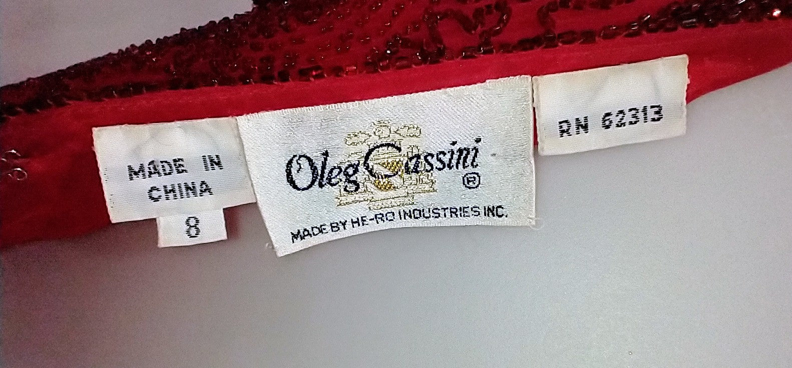 Red Silk Beaded Gown By Oleg Cassini - Image 4