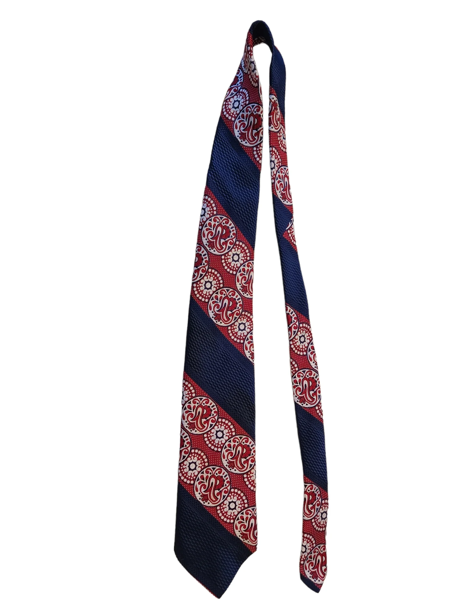 Red White Blue Abstract Geometric Texture Wide Tie By Don Loper - Image 3