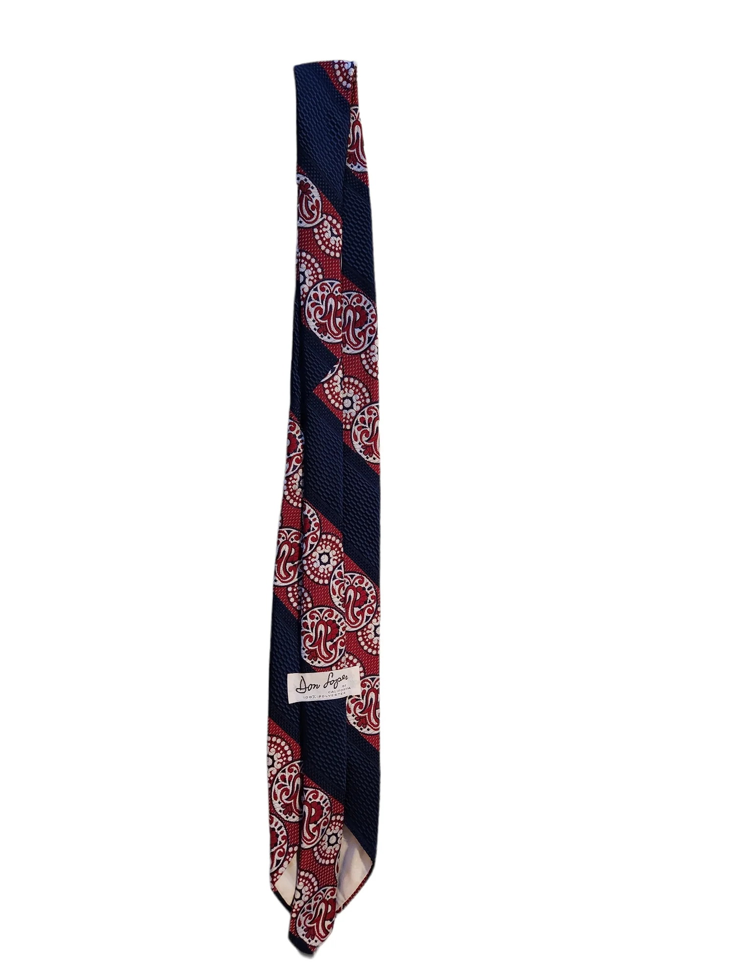 Red White Blue Abstract Geometric Texture Wide Tie By Don Loper - Image 4