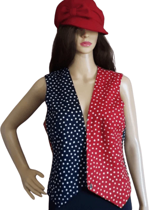 90's Red and Blue Patriotic Star Print Reversible Vest
