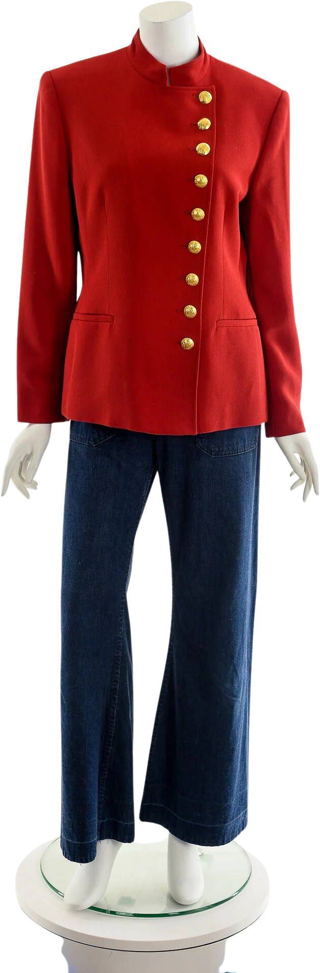 Red Wool Asymmetrical Ralph Lauren Military Inspired Jacket by Ralph Lauren