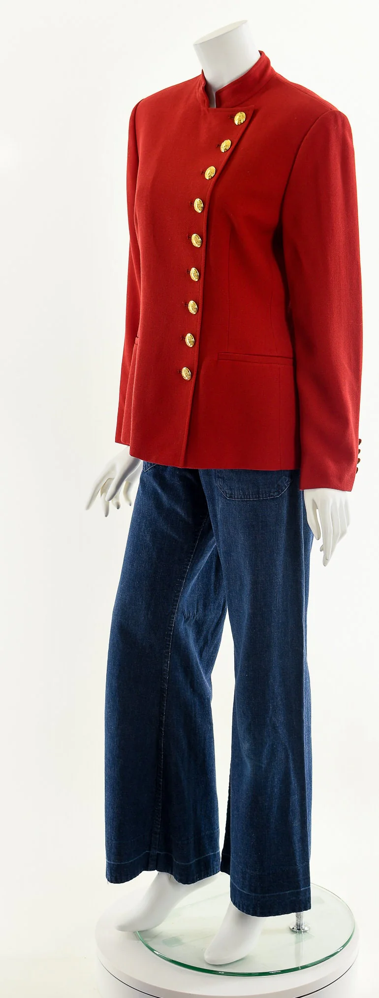 Red Wool Asymmetrical Ralph Lauren Military Inspired Jacket by Ralph Lauren - Image 10