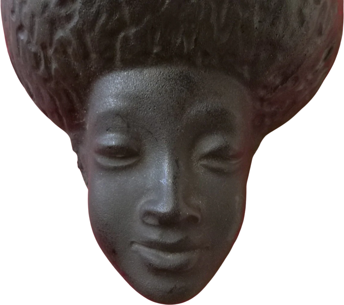 Reduced 70s Plaster Head with Afro Art Wall Hanging Black Is Beautiful Afro