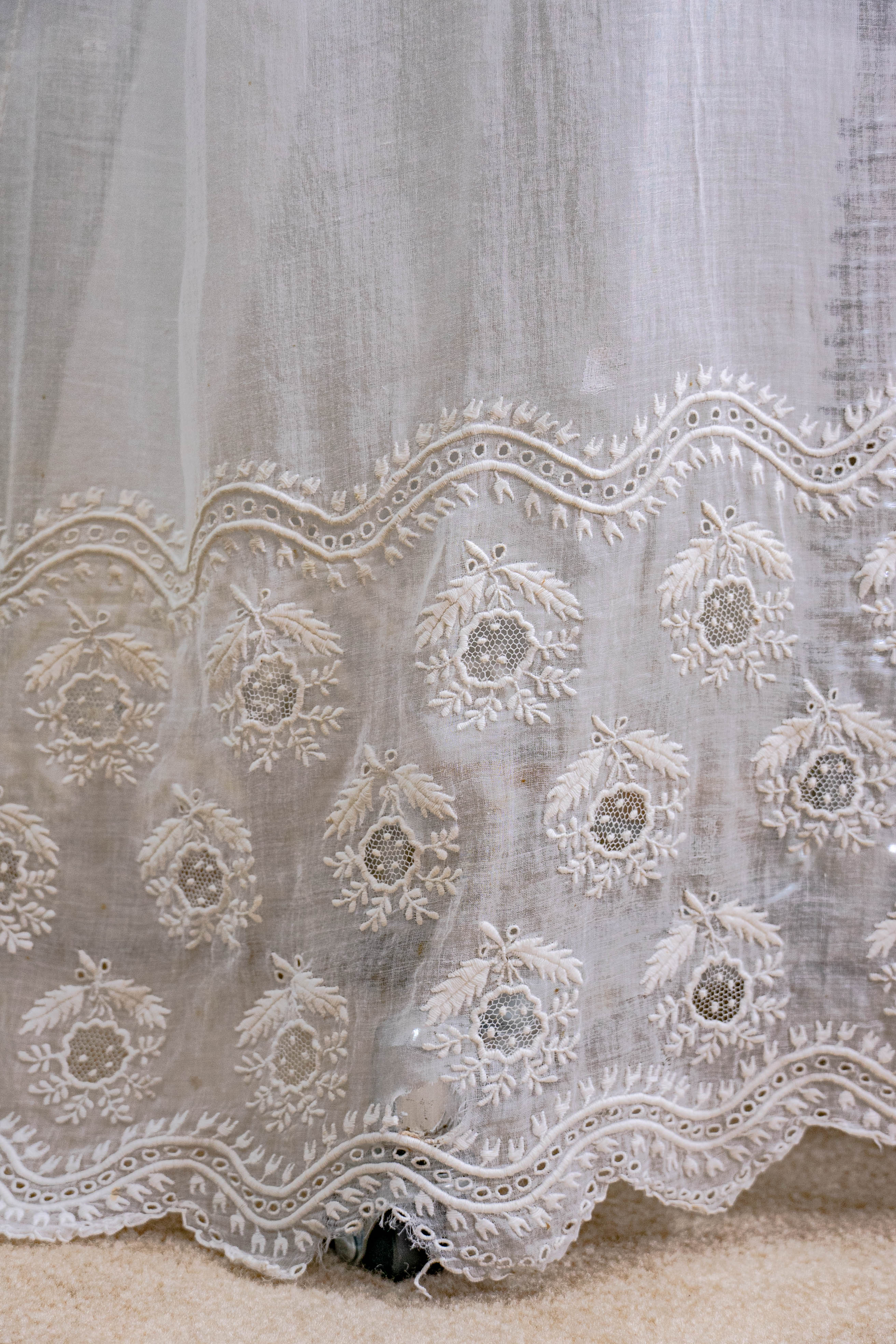 Regency White Cotton Muslin Gown Hand Sewn - Image 11