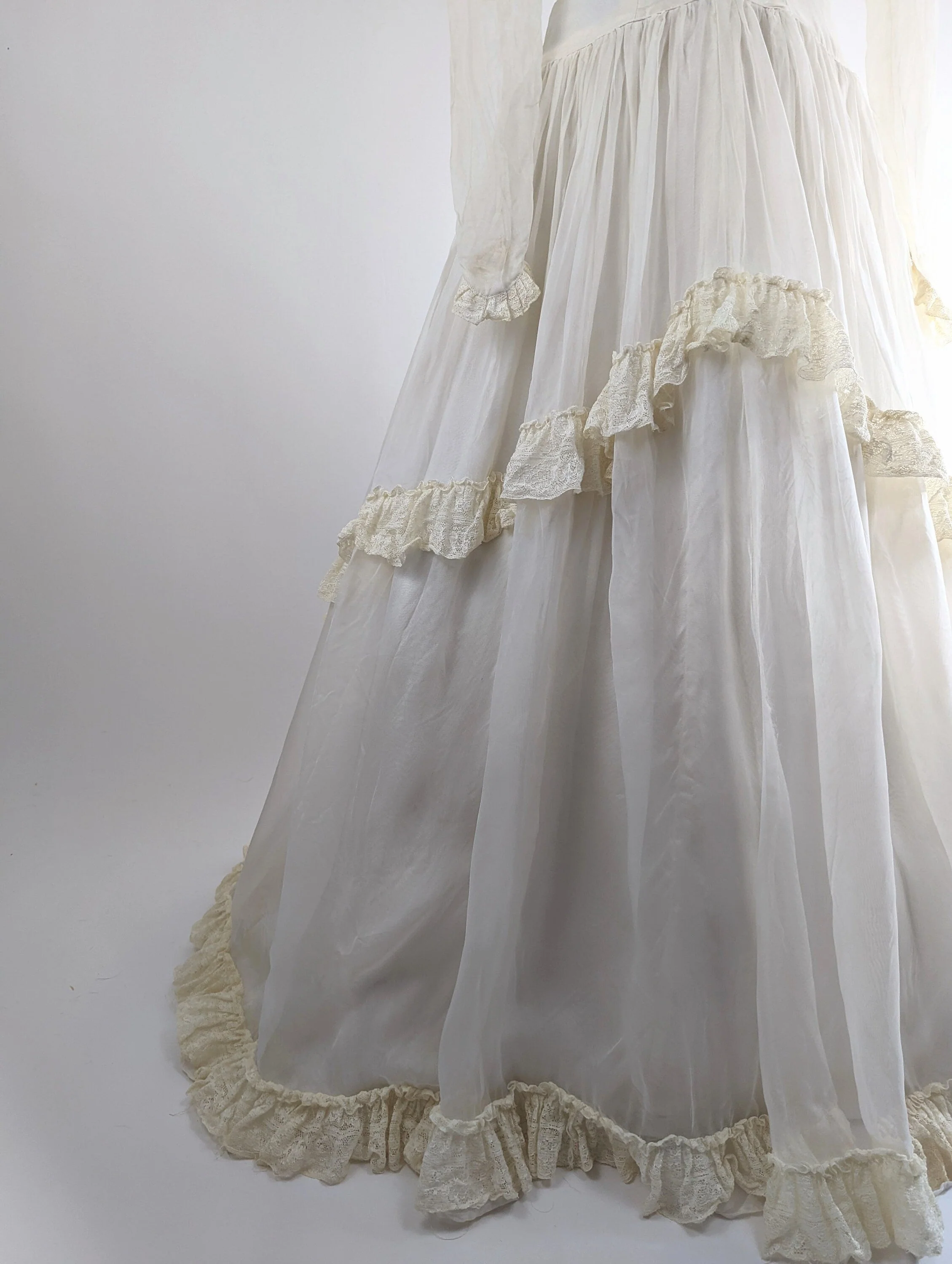 Restored 40s Wwii Parachute Silk Historical Wedding Dress In Warm Candlelight Ivory White - Image 4