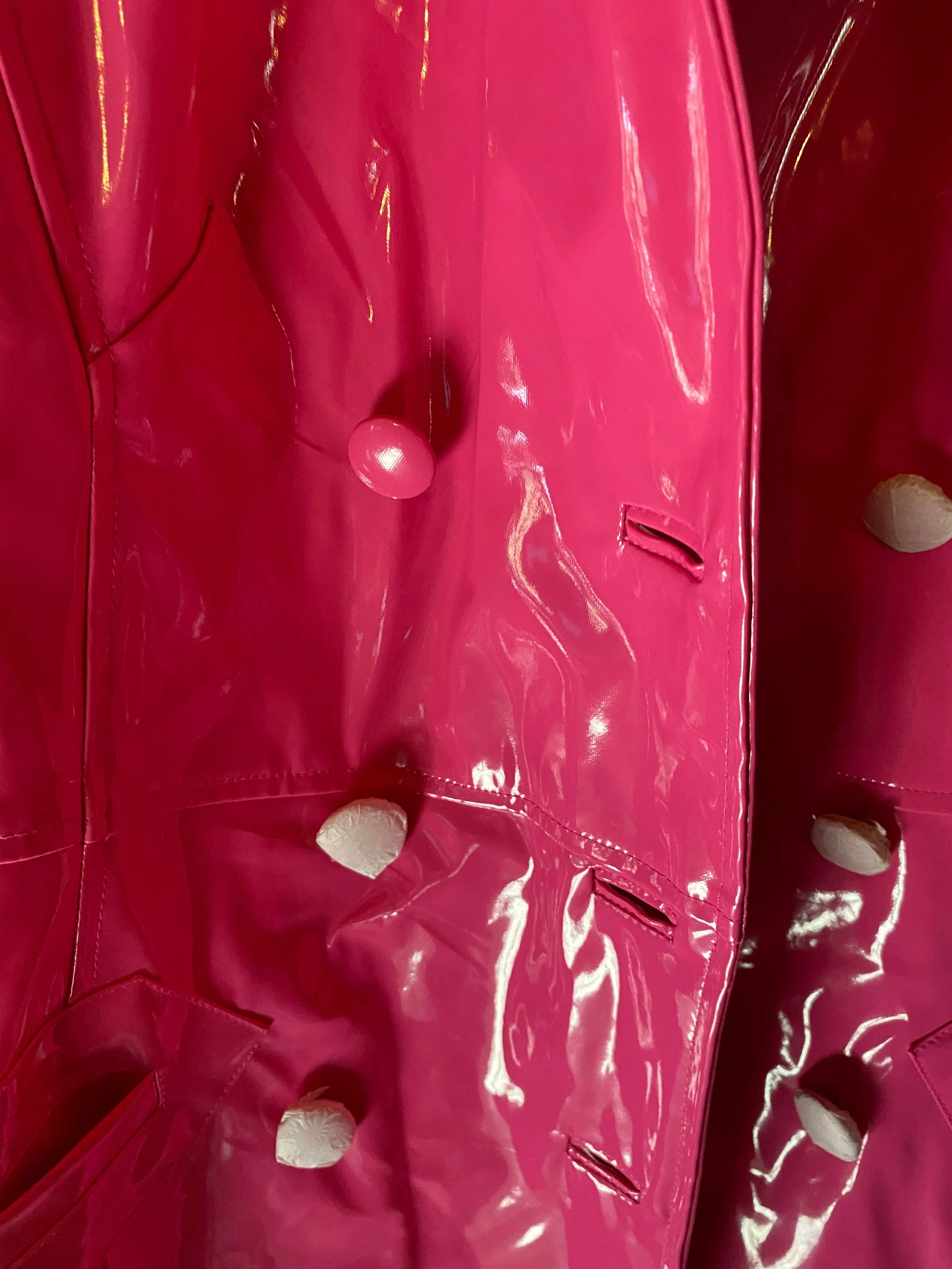 Retro Repro Vinyl Bright Pink Rain Coat Size Xs by Tripp - Image 5